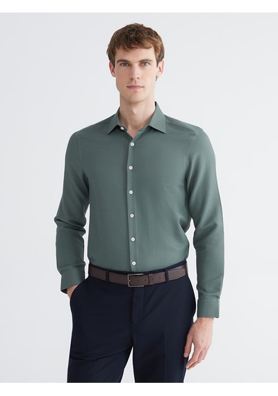 Lcw Busıness Yeşil Slim Fit Armürlü Erkek Gömlek