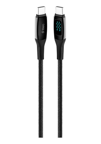 Ttec 2DK57S Alumicable Lcd USB-C – USB-C 100W PD/Qc 150 CM Hızlı Şarj/Data Kablosu Siyah