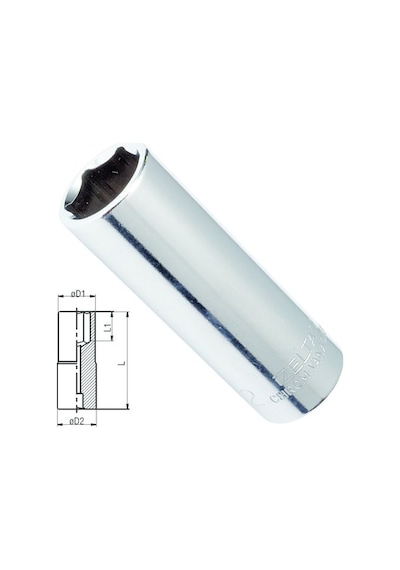 İzeltaş 1107 Derin Lokma Anahtar 13 MM 1/4" Altı Köşe