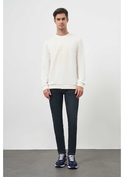 Morven Erkek Ekru Trend Bisiklet Yaka Sweat-shirt 25ks063002454 Ekru Ekru