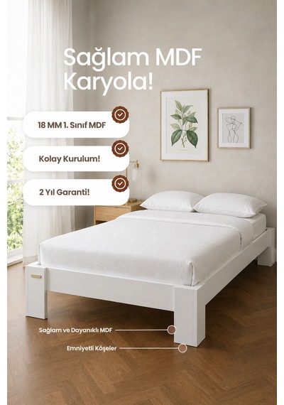 Stillo Başlıksız Mdf Karyola