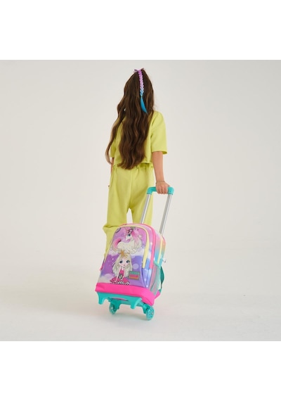 Coral High Kids Pembe Su Yeşili Unicornlu Kız Desenli Üç Bölmeli Çekçekli Okul Sırt Çantası 23933