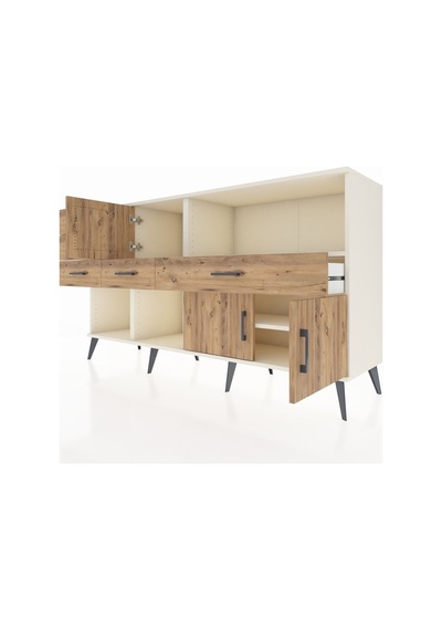 Kronos Konsol 2 Raflı 5 Çekmeceli 3 Kapaklı 176x59x99 Aytaşı-çam Aytaşı-çam
