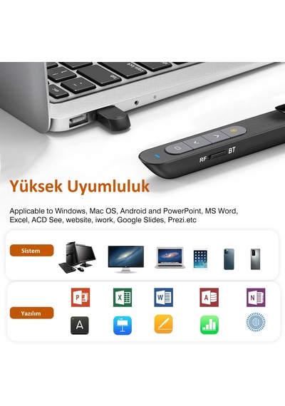 Kablosuz Lazerli Sunum Kumandası Çok Fonksiyonlu Lazer Pointer