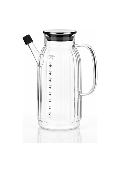 Cam Yağdanlık 1000 Ml Ölçü Göstergeli Silikon Uçlu Paslanmaz Kapaklı