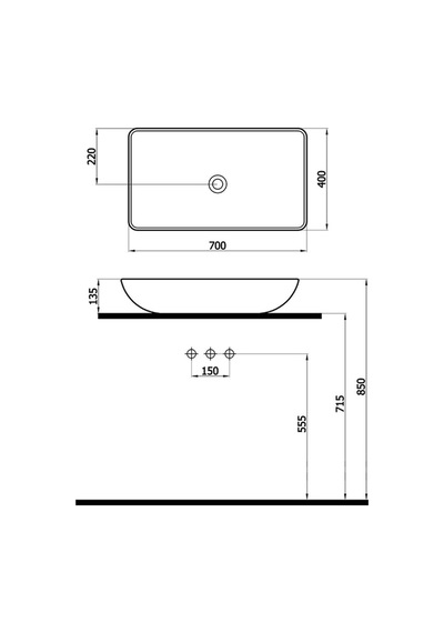 Domıno Tezgahüstü Lavabo Mat Antrasit