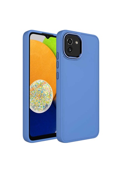 Galaxy A03 Uyumlumetal Çerçeve Ve Buton Tasarımlı Silikon Kapak