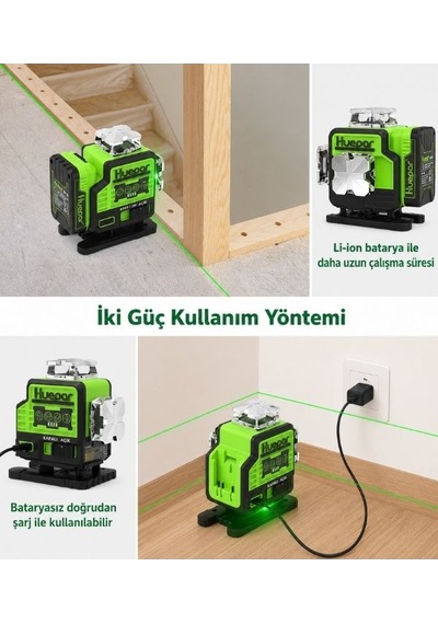 Huepar P04cg 4d Yeşil Lazer Seviyesi 4x360 Bluetooth Kontrollü Profesyonel Cihaz