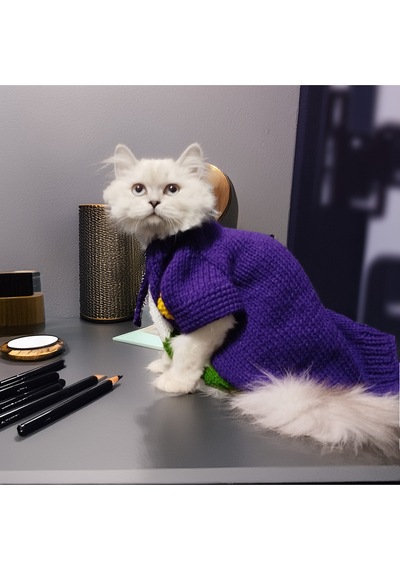 Kedi Ve Köpek İçin Mor Joker Kostümü