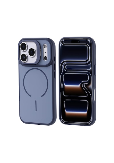 Zore İphone 17 Pro Kılıf M-safe Şarj Özellikli Kamera Standlı Nvth Notron Kapak - Lacivert