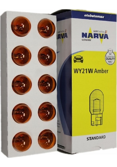 İKİ ADET NARVA WY21W 12V. 17629 STANDART DİPSİZ SARI AMPUL