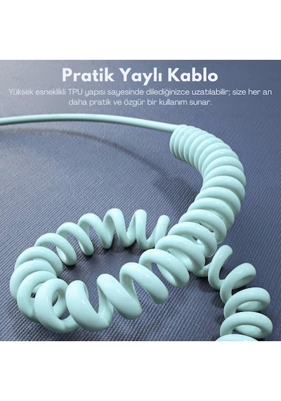 0860 Usb Type-c Lightning 4'ü 1 Arada 65w Pd Hızlı Şarj Data Kablosu 1.5m Spiral Çevirici Akıll Standart