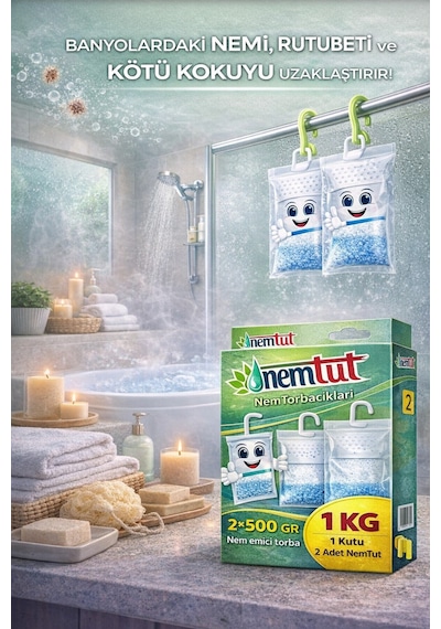 Rutubet Giderici Nem Emici Koku Küf Ve Korozyon Önleyici 1 Kutu 2 Paket 1 Kg