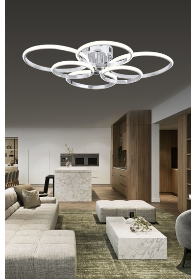Pl 02 6 Model Krom 3 Renkli Salon Ve Oturma Odası İçin İdeal Alüminyum Avize, 75x10 Krom