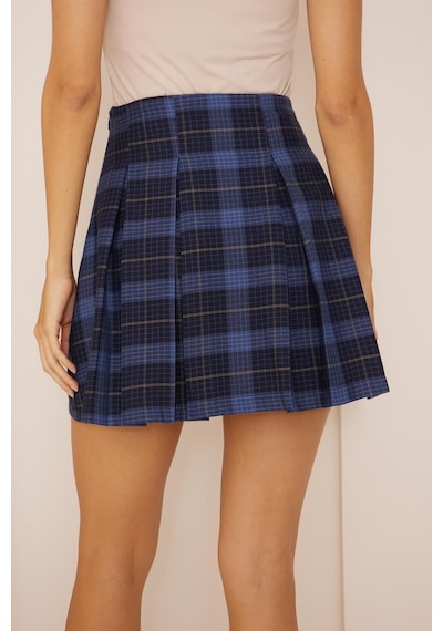 Darlin Moda Lacivert Piliseli Kolej Mini Etek Dm2025 Lacivert