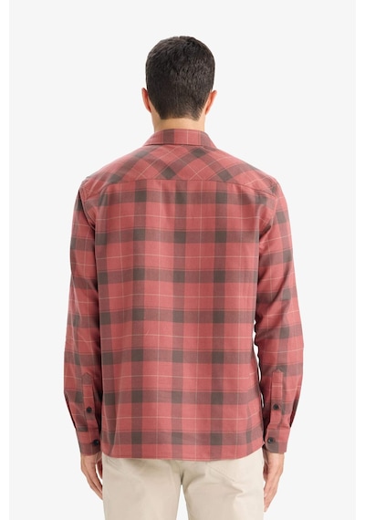 Defacto Regular Fit Polo Yaka Kareli Pamuklu Uzun Kollu Gömlek E8193ax25wnbn367 Kahve-bn367