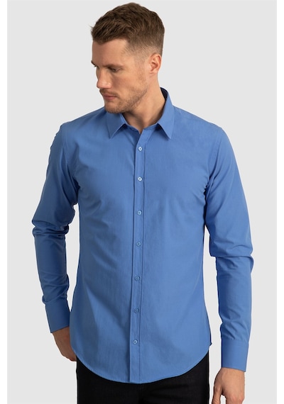 Tudors Slim Fit Dar Kesim Tery Cotton Erkek Gömlek-23407 Mavi Tudors Slim Fit Dar Kesim Tery Cotton Erkek Gömlek-23407 Mavi