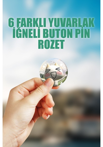Toro Cat Rozet Çanta Süsü Rozet İğneli Buton Rozet Seti 6 Adet Altılı
