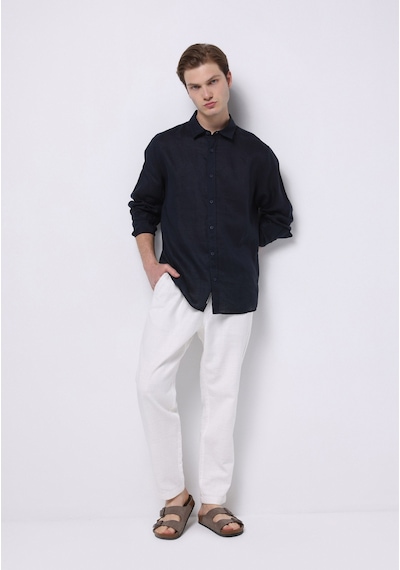 Colin's Colins Regular Fit Shirt Neck Düz Erkek Lacivert Uzun Kol Gömlek Cl1074493 Q1.v1 Nav Lacivert