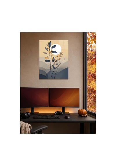Minimalist Botanik Ve Ay Temalı Metal Tablo - Modern Duvar Dekoru, Metal Poster Wall Art Çok Renkli - 924377352 Çok Renkli - 924377352 Çok Renkli