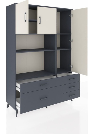 Hyperion Dolap 7 Raflı 5 Çekmeceli 3 Kapaklı 132x44x195 Antrasit-aytaşı/antrasit Aytası/antrasıt Hyperion Dolap 7 Raflı 5 Çekmeceli 3 Kapaklı 132x44x195 Antrasit-aytaşı/antrasit Aytası/antrasıt