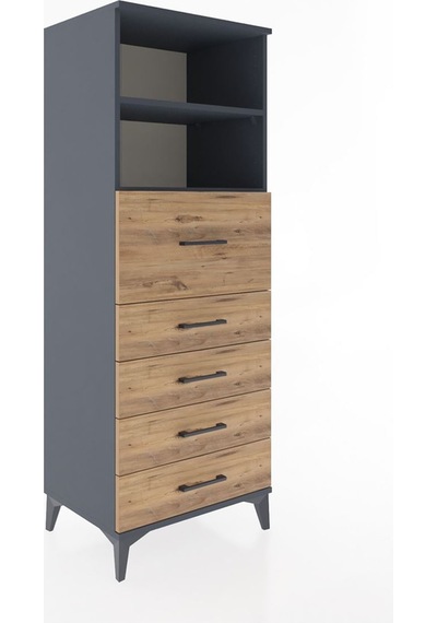 Hyperion Dolap 2 Raflı 5 Çekmeceli 60x44x163 Antrasit-çam Antrasit Hyperion Dolap 2 Raflı 5 Çekmeceli 60x44x163 Antrasit-çam Antrasit