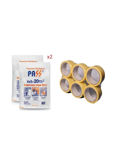 2 Adet 20M2 Koruyucu Hışır Örtü Ve 6 Adet 48 Mm Kağıt Bant
