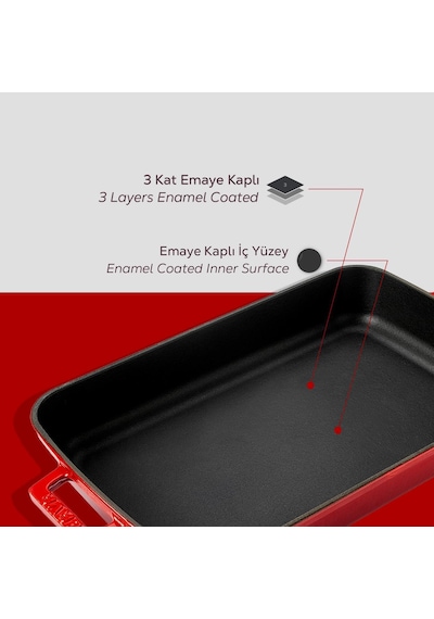 Lava Fırın Tepsisi Dikdörtgen Kırmızı 22 X 30 Cm Diğer