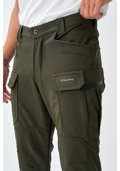 Dechers Soft Shell Rüzgar, Su & Soğuk Geçirmez İçi Polarlı Kışlık Taktik Pantolon E218-11 Haki