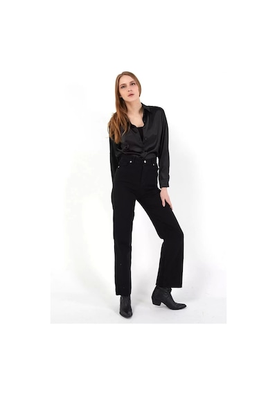 Yüksek Bel Wide Leg Jean Siyah
