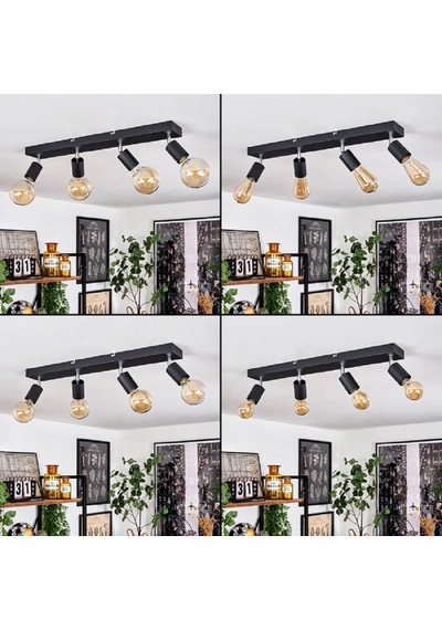 Riolight Modern Siyah 4xe27 Mafsallı Hareketli Başlık Glop Ampul Hariç Metal Spot Avize Siyah