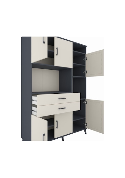 Hyperion Dolap 9 Raflı 2 Çekmeceli 6 Kapaklı 132x44x195 Antrasit-aytaşı/aytaşı Aytası/aytası