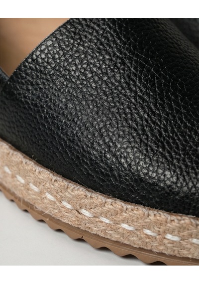 Futsishoes Lucıa Siyah Hakiki Deri Dikiş Detaylı Kadın Espadril