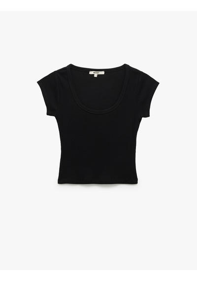 Koton Pamuklu Slim Fit Kısa Kollu Bisiklet Yaka Tişört Siyah 5sak50240ek Siyah