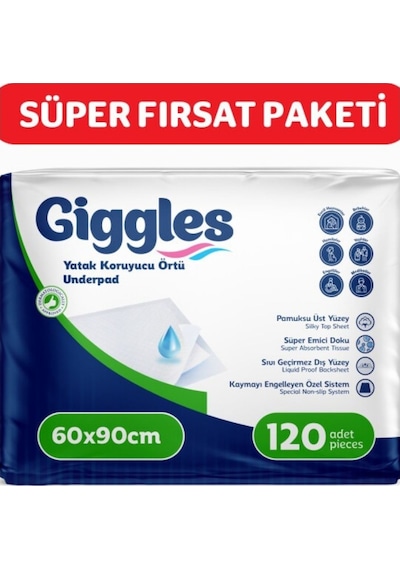 Giggles 60x90 Yatak Koruyucu Örtü 30'lu 4 Paket 120 Adet