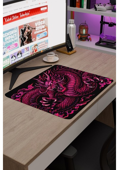 Ejderha Pembe V4 48x40 Xl Gaming Kauçuk Kaymaz Taban Mouse Pad Fare Altlığı