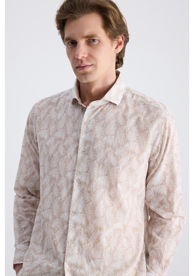 D'S Damat Ds Damat Regular Fit Bej Baskılı %100 Pamuklu Gömlek 4hc02ad013270 Bej