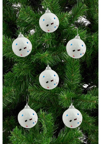 6 Adet Köpük Cici Yılbaşı Ağaç Süsü 4 Cm Beyaz