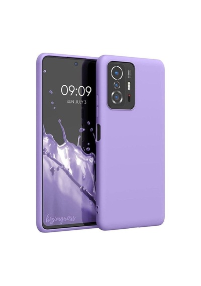 Xiaomi Mi 11t Kılıf Premium Silikon Telefon Kılıfı+tam Kaplayan Hayalet Ekran Koruyucu Cam Mor