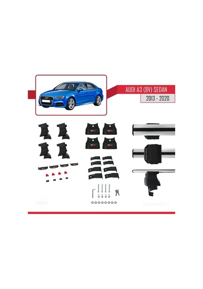 Audi A3/s3 8v Sedan 2013-2020 Arası İle Uyumlu Ace-4 Ara Atkı Tavan Barı Gri