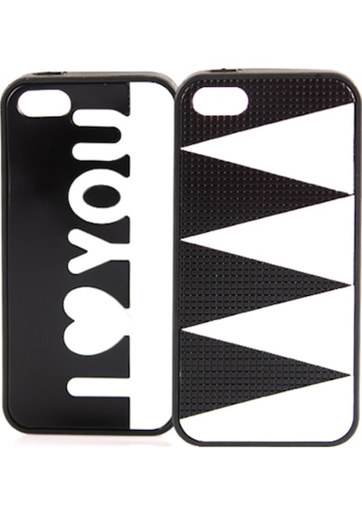 Apple Uyumlu iPhone 5 / 5S Taraftar B Silikon Kilif Siyah-Beyaz 225312312