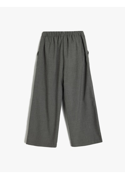 Koton Bol Paça Pantolon Cep Detaylı Beli Bağlamalı Gri 5wkg40084aw Gri
