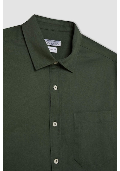 DeFacto %100 Pamuk Regular Fit Düğmeli Basic Düz Gabardin Uzun Kollu Gömlek A5383AX24AUGN900