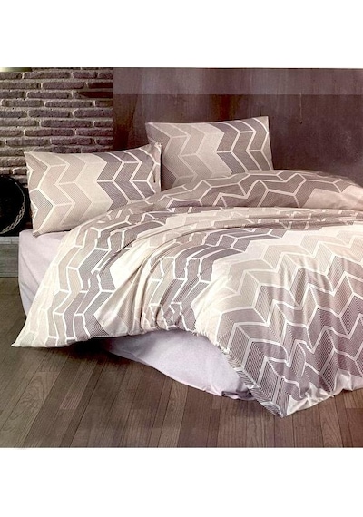 Kristal Ranforce Nevresim Takımı Çift Kişilik Ahlem Kahve Kahverengi