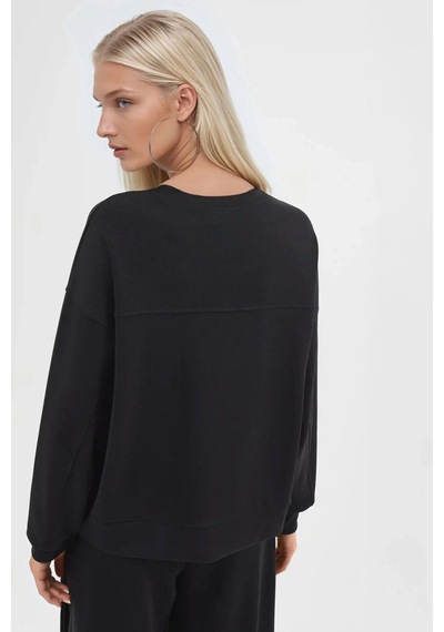 Hiccup Busem Rahat Kesim Bisiklet Yaka Modal Sweatshirt Siyah
