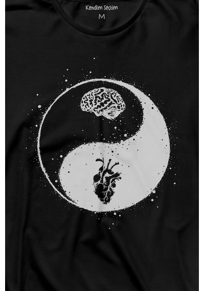 Ying Yang Kalp Beyin Yingyang Aşk Mantık Uzun Kollu Tişört Baskılı T-shirt 001 Ying Yang Kalp Beyin Yingyang Aşk Mantık Uzun Kollu Tişört Baskılı T-shirt 001