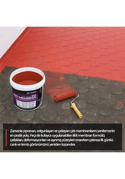 Alkoru 5 Kg Kırmızı Kumlu Likit Membran Renkli Reçine Esaslı Sıvı Su Yalıtım Malzemesi