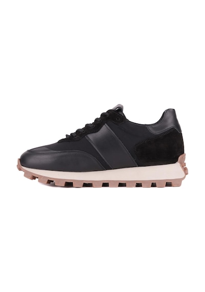 Shoetyle - Siyah Hakiki Deri Bağcıklı Erkek Sneaker 115-801-1330 Siyah