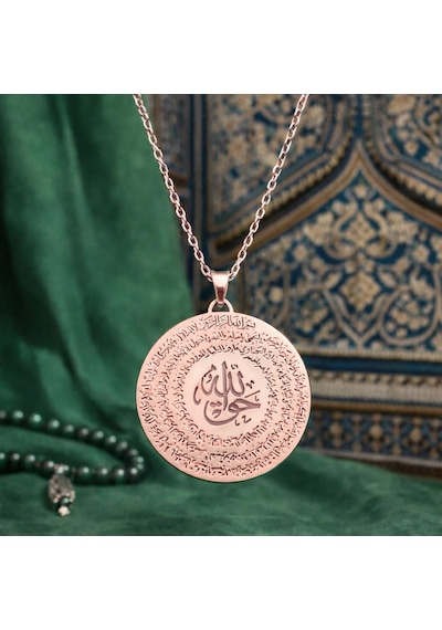 Gümüş Rose El Hakkanî Mührü Bayan Kolye - Renk: Gümüş