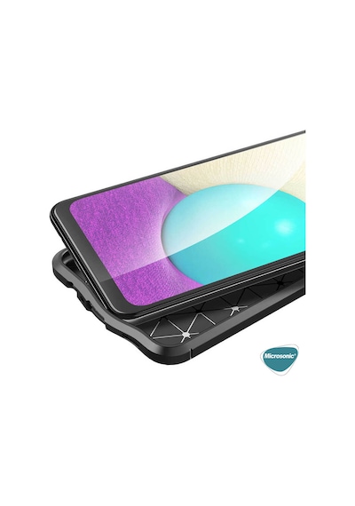 Microsonic Samsung Uyumlu Galaxy A02 Kılıf Deri Dokulu Silikon